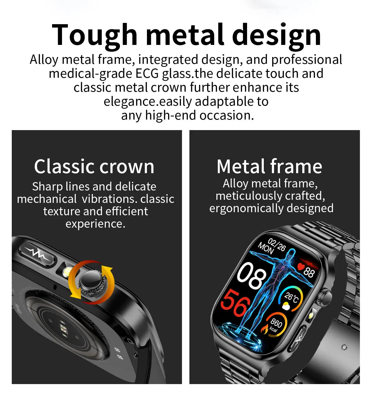 2025 New AI Human Health diagnosis ECG+HRV Smart Watch Blood Pressure Uric acid Blood lipid Bluetooth Call Smartwatch Men Women