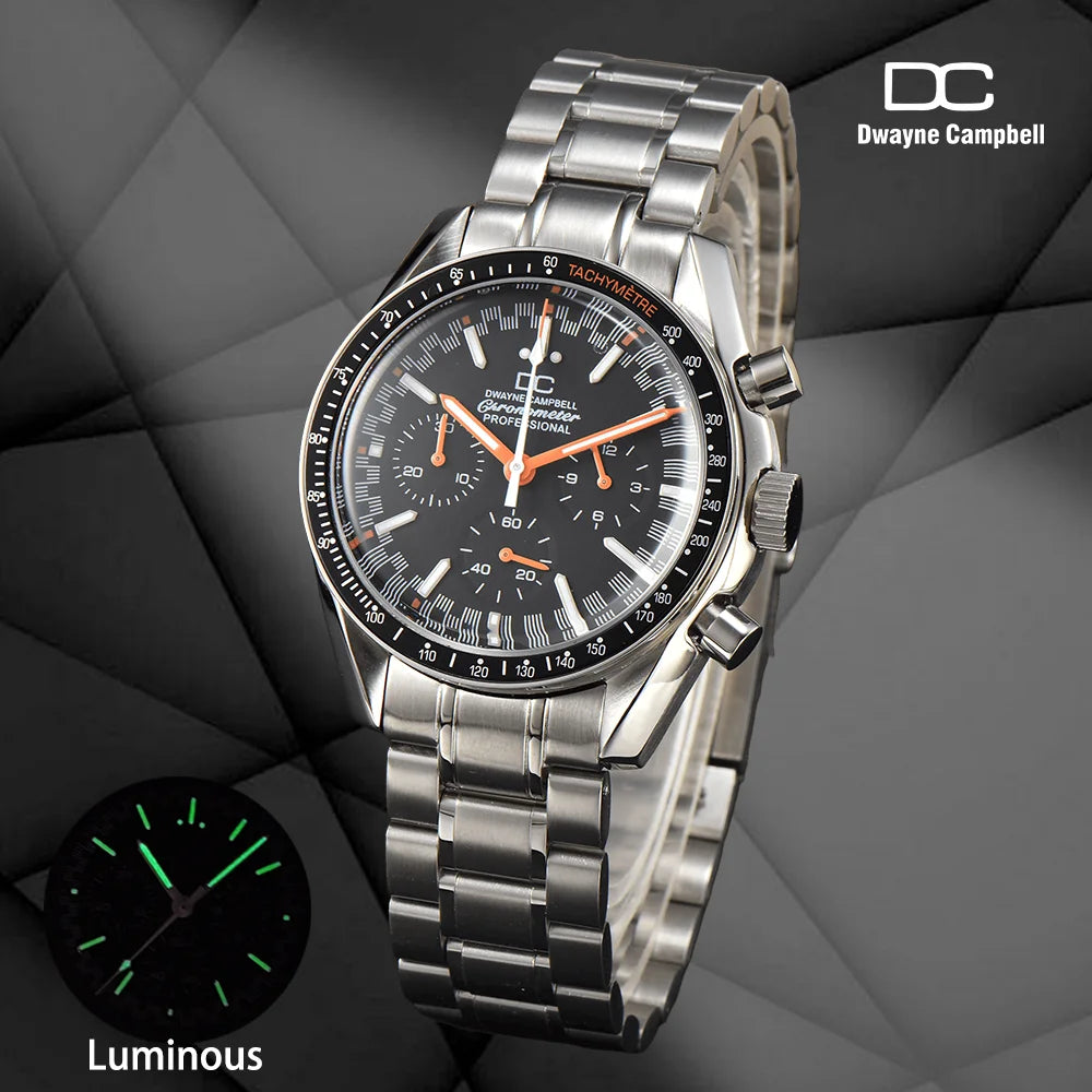 For VK63 Customized Logo Watch 40mm Waterproof Chronograph Men Moon Quartz Watches Modified By Speed Master Custom Wristwatches