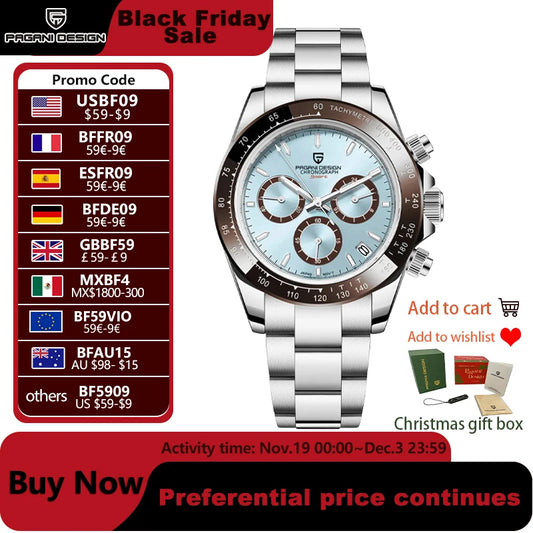 PAGANI DESIGN 2025 New Sport Chronograph Top Brand Luxury Quartz Watch For Men Sapphire crystal  Automatic Date Wrist watch Men
