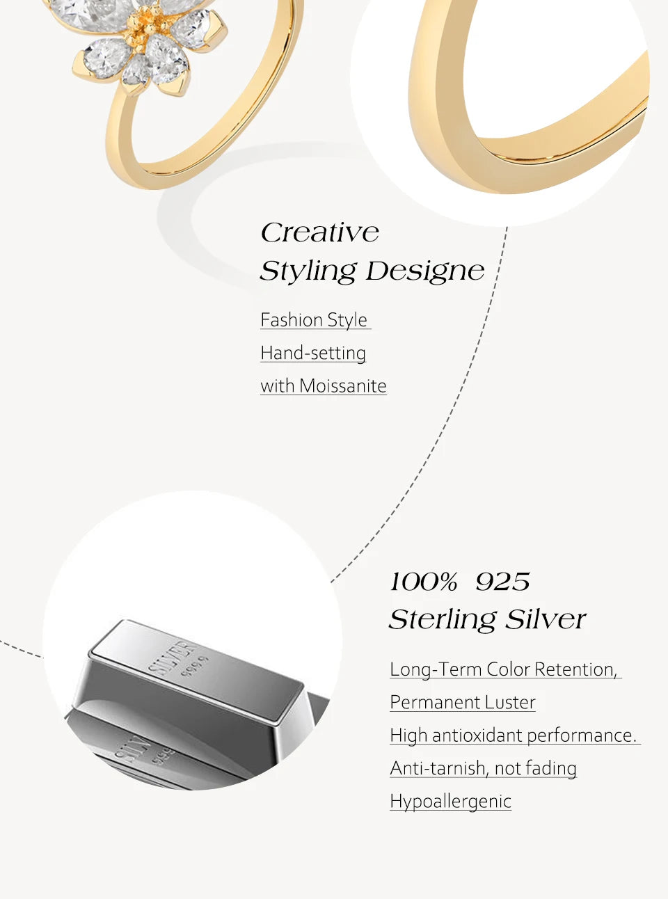 ATTAGEMS 925 Sterling Silver Luxury Women Ring Flowers DVVS1 Moissanite Pear-cut Classical Band Engagement Wedding Fine Jewelry