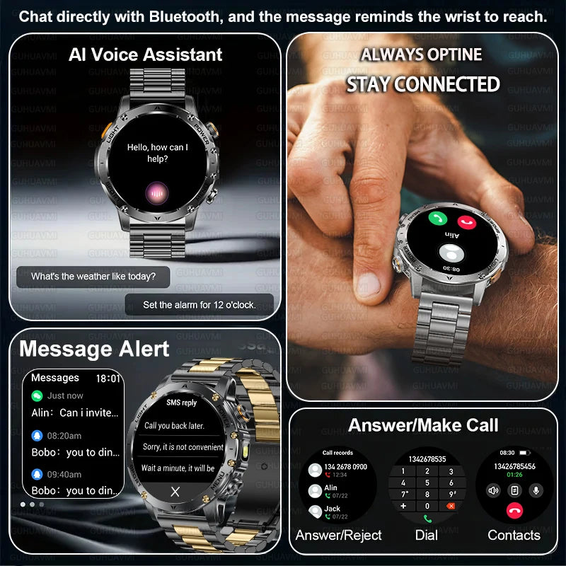 2026 New Military Smart Watch 1000Mah Battery Fitness Tracking 10ATM Waterproof Tactics Sport Flashlight call Bracelet For Men