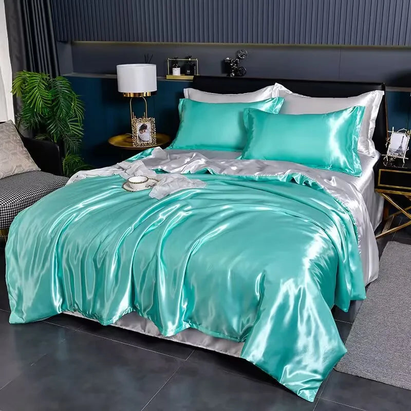 Mulberry Silky-blending Fabric Bedding Set High-end Silky Queen Size Duvet Cover Set with Fitted Sheet Luxury Bedding Sets King