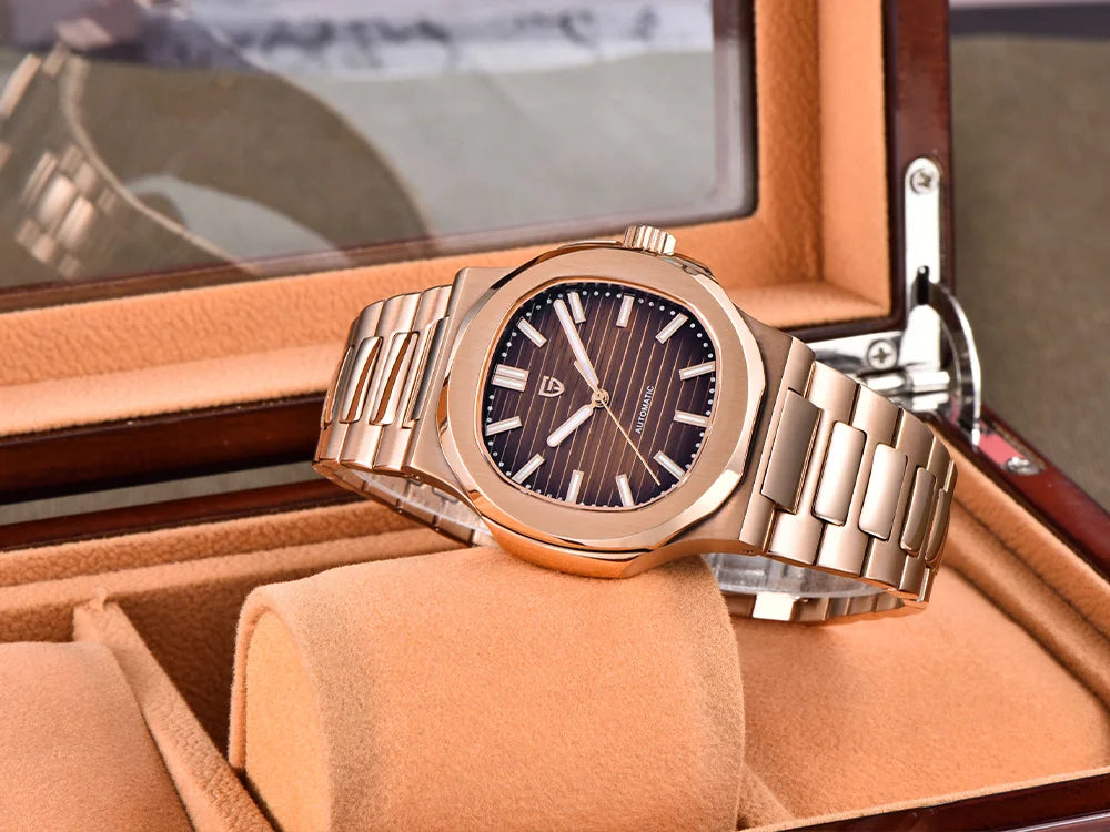 2025latest Pagani design rose gold top luxury automatic men's watch fashion AR Sapphire crystal mechanical watch men's gift10BAR