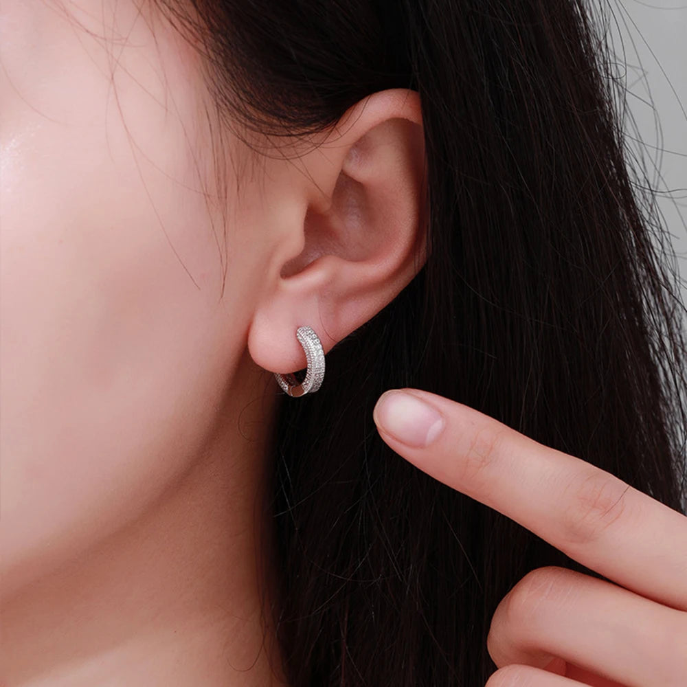 D Color Full Moissanite Hoop Earrings For Women Men 925 Sterling Silver 18k Gold Plated Sparkling Diamond Fine Jewelry Gifts GRA