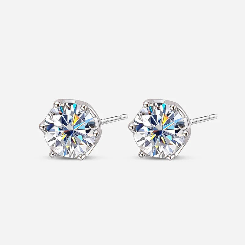Butterflykiss Real 1 CT D Color Moissanite Stud Earrings For Women Top Quality 925 Sterling Silver Sparkling Wedding Jewelry