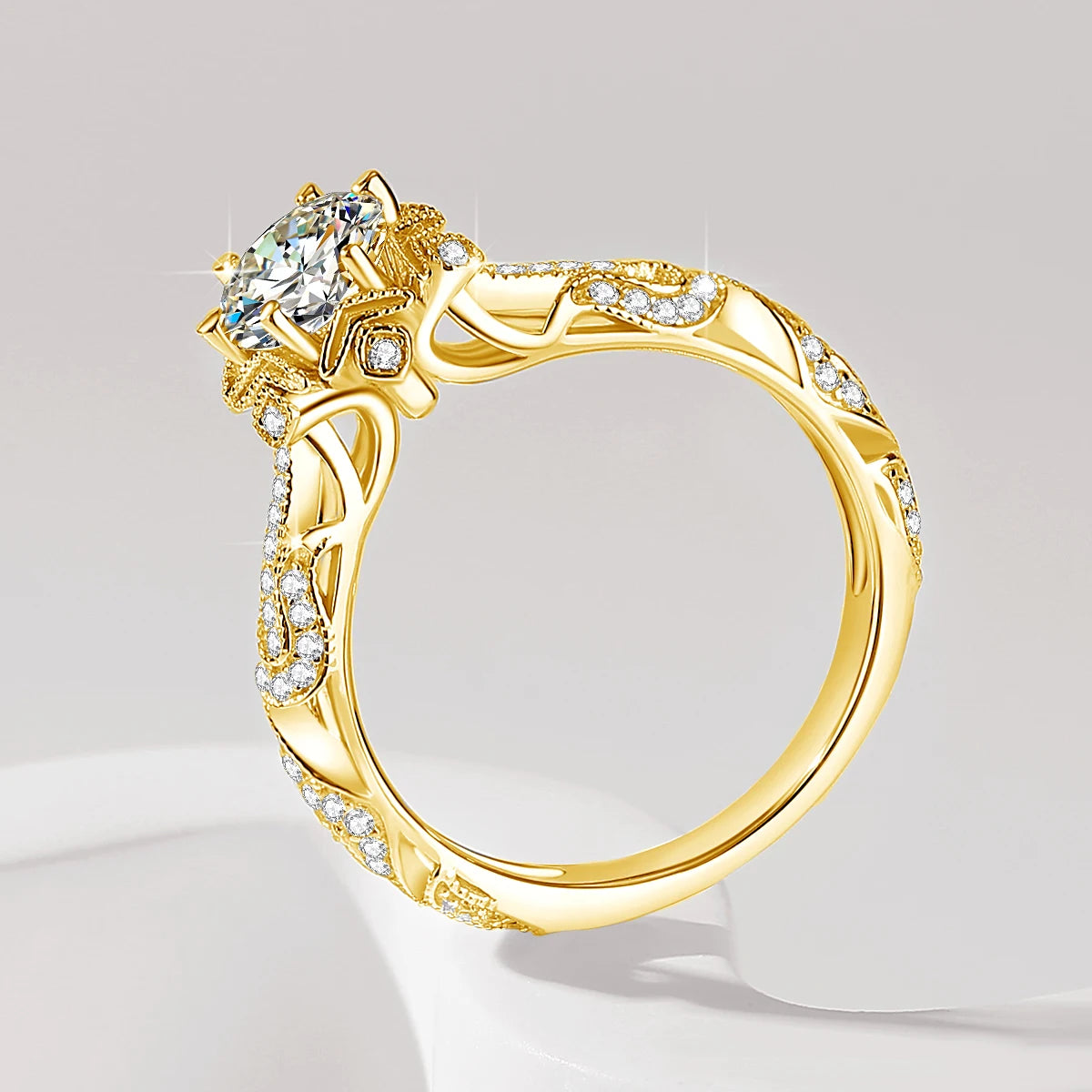 Luxury 18k Gold Plated Women Ring 1ct D vvs1 Moissanite 925 Silver Wedding Band High Quality Engagement Gift Fine Jewelry