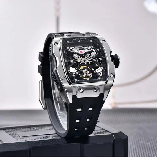 2025 new pagani design men's skeleton high-end watch rubber starp waterproof luminous fashion trend automatic mechanical watch.