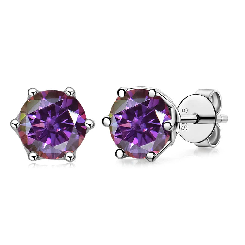 Butterflykiss Real 1 CT D Color Moissanite Stud Earrings For Women Top Quality 925 Sterling Silver Sparkling Wedding Jewelry