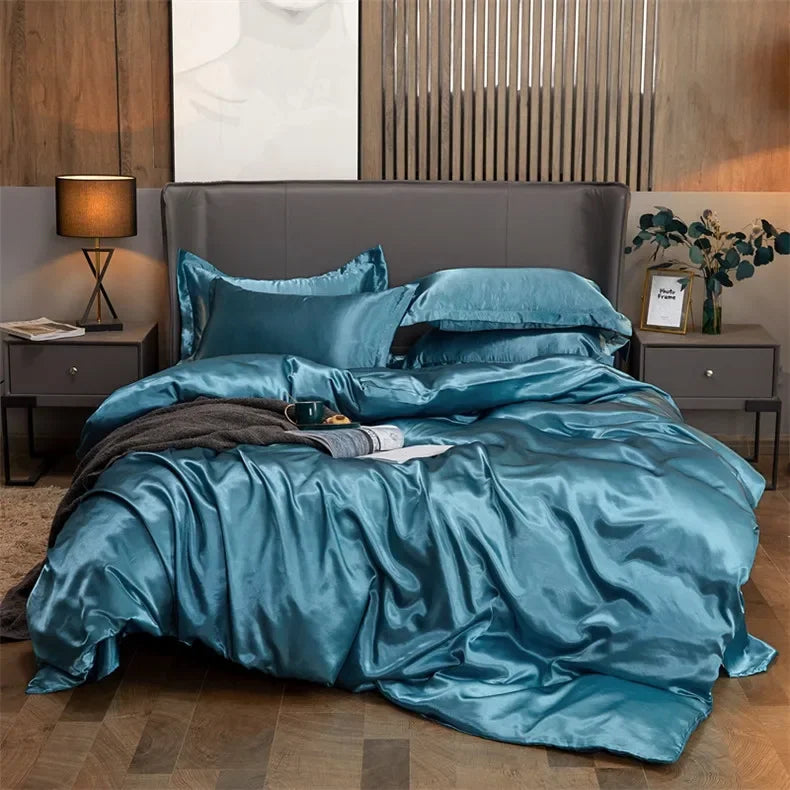 Luxury Rayon Bedding Set Solid Color Luxury Bedding Kit Satin Duvet Cover Set Bed Set pour lit Double,Queen,King,2pcs/3pcs/4pcs