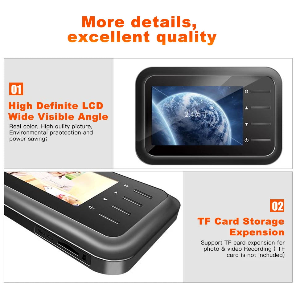 2.4Inch LCD Door Peephole Camera IR Night Vision Video Eye Door Bell Visual Doorbell Security Protection Camera