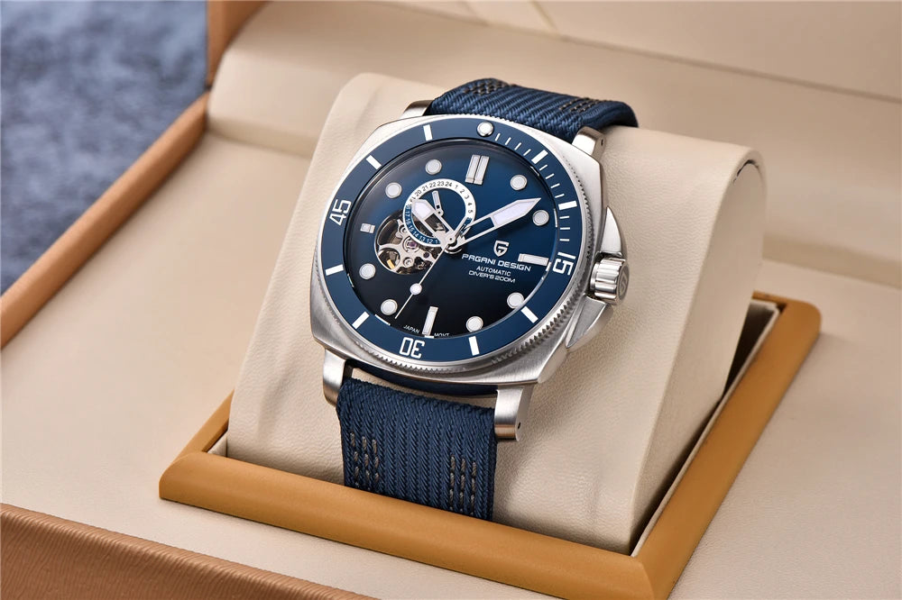 PAGANI DESIGN 2025 New Luxury Men's Watches Mechanical Automatic Watch For Men 200M Diving Wrist watch Stainless Steel+with box