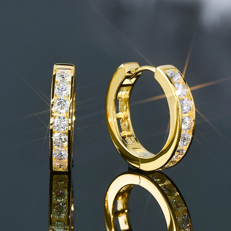 RAPRGOLD GRA Certified Moissanite Hoop Earrings for Women Men's Real S925 Sterling Silver Round Earring Jewelry Gifts orecchini