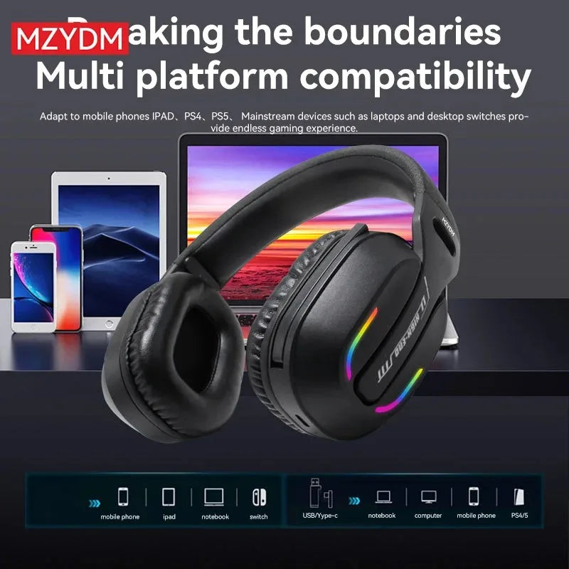 Wireless Bluetooth headphones, 3 modes, with microphone, soft ear pads, suitable for immersive sound effects on PC/PS4/PS5