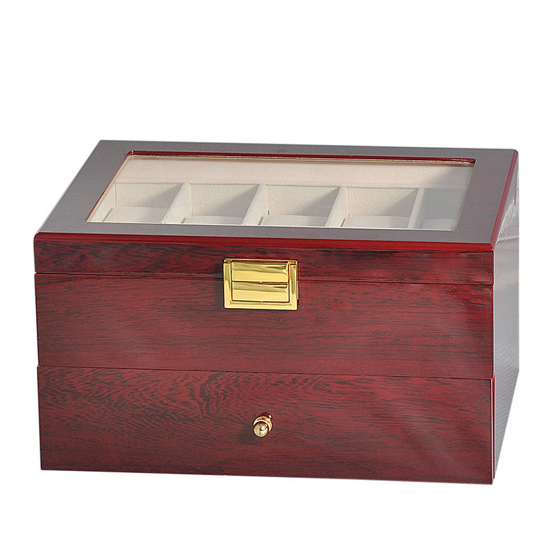 Luxury Double-Layer Watch Box Piano Lacquer Watch Organizer 20-Bit Solid Wood Men's and Women's Jewelry  Storage  Display Box