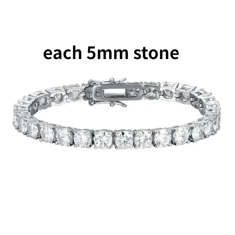 Smyoue 2-6.5mm Real Moissanite Tennis Bracelet for Women Christmas Gift Platinum Plated 100% 925 Sterling Silver Wedding Jewelry