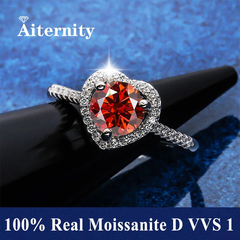 100% Real Moissanite Ring Adjustable Size S925 Sliver D VVS1 Pass Diamond Test Pen GRA Certificate 18K Plating Rings for Women