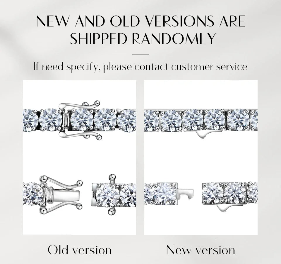 ATTAGEMS 4.0mm 5.0mm DVVS1 Pass Diamond Test Round Cut Moissanite Tennis Bracelet White Gold Plated 925 Silver Jewelry for Women