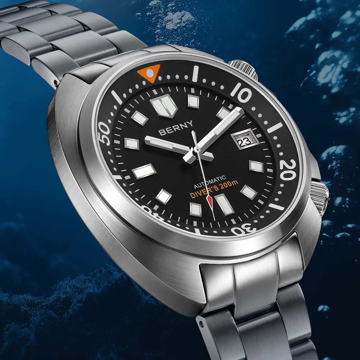 BERNY Automatic Compressor Diver Watch for Men Super Luminous Miyota 8215 Sapphire Swim Sport 20ATM Mechanical Men's Dive Watch