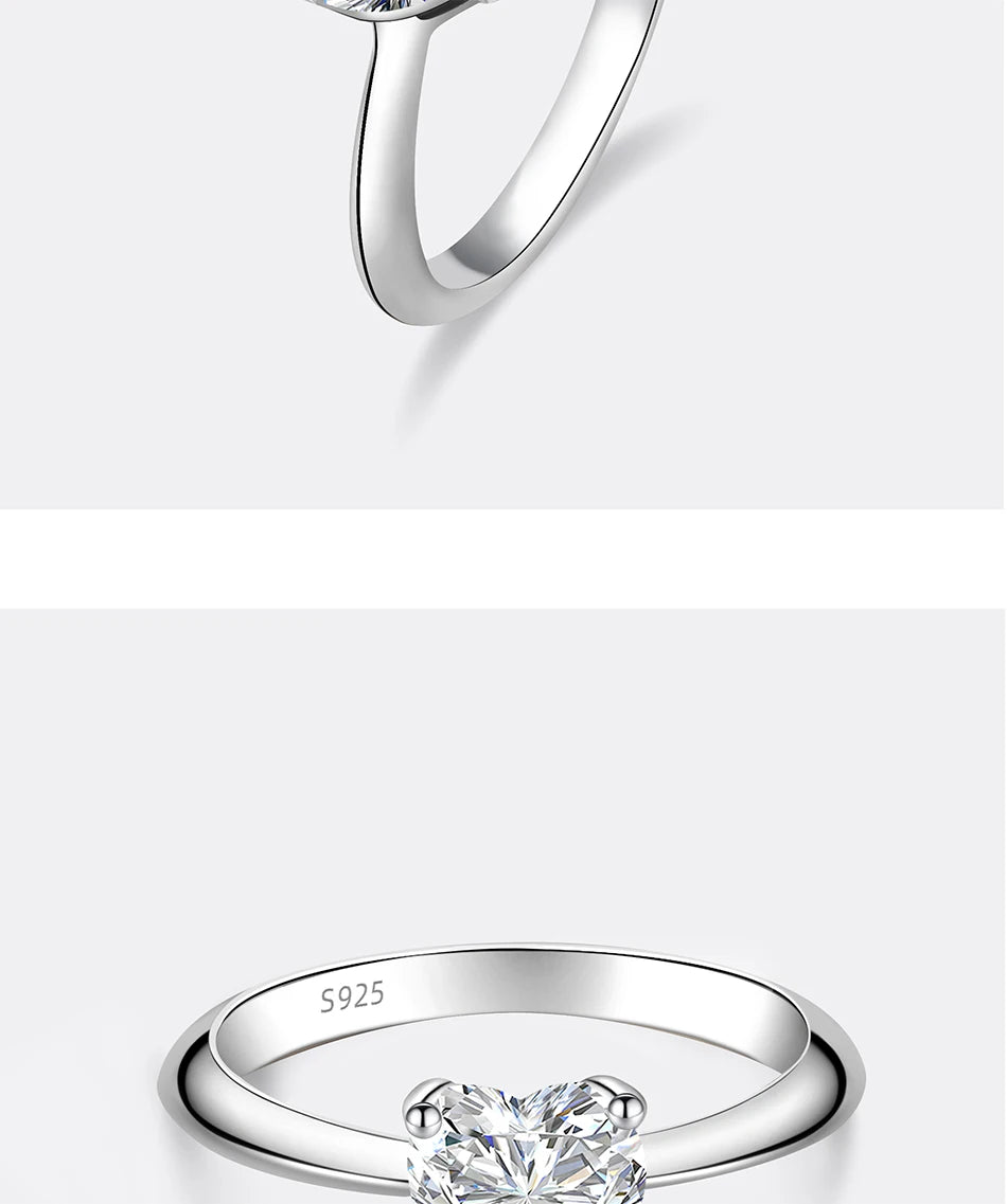 PERFANY 0.5/1/2CT Heart-Shaped Cut Moissanite Women's Ring S925 Pure Silver Laboratory Certified Diamond Wedding Luxury Jewelry