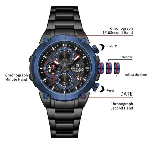 NAVIFORCF Mens Military Watches Luxury Wrist Watch Quartz Clock Watch Hot Fashion Men Waterproof Chronograph Relogio Masculino