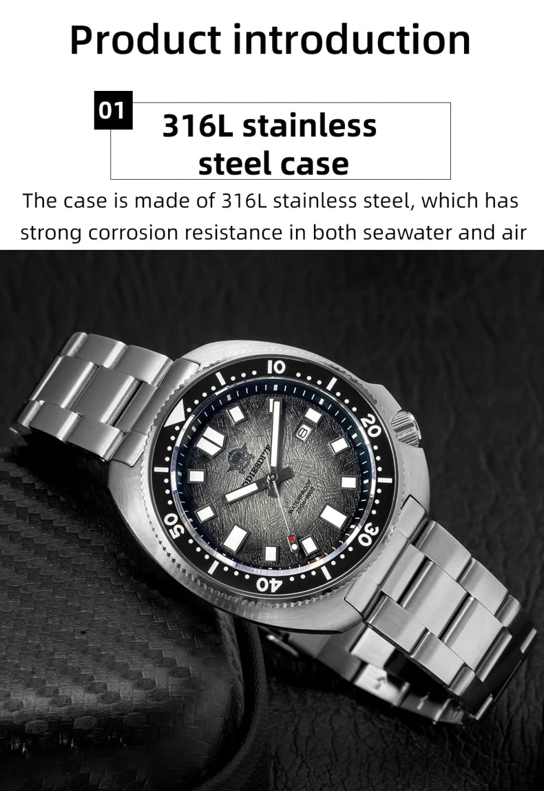 ADDIESDIVE Quartz Watches For Men Stainless Steel Sapphire Glass Male Clock Super Luminous 20Bar Waterproof Diving Watch AD2511