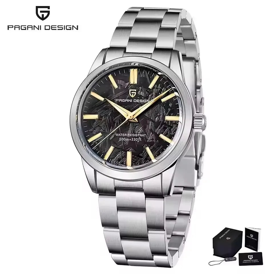 PAGANI DESIGN 40MM Meteorite Dial Men Quartz Watch Luxury Business 316L Stainless Steel 100M Waterproof Men Watch Gift With Box