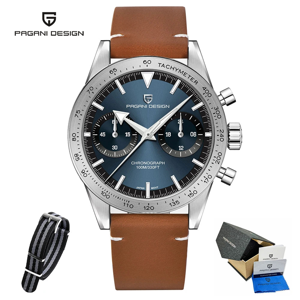 PAGANI DESIGN 2025 New Men Quartz Watch Exquisite Craftsmanship Luxury Classic Style Sapphire Glass Chronograph 100m Waterproof