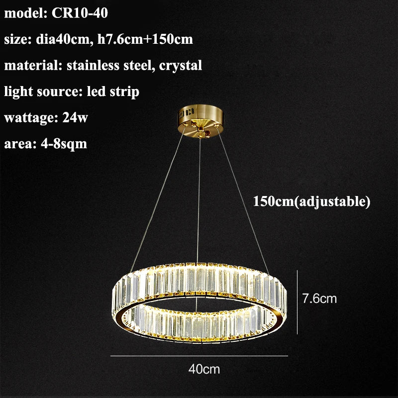 Modern Living Room Crystal Chandelier Led Remote Control Dimmable Led Pendant Lights Luxury Steel Adjust Hanging Lamp Fixture