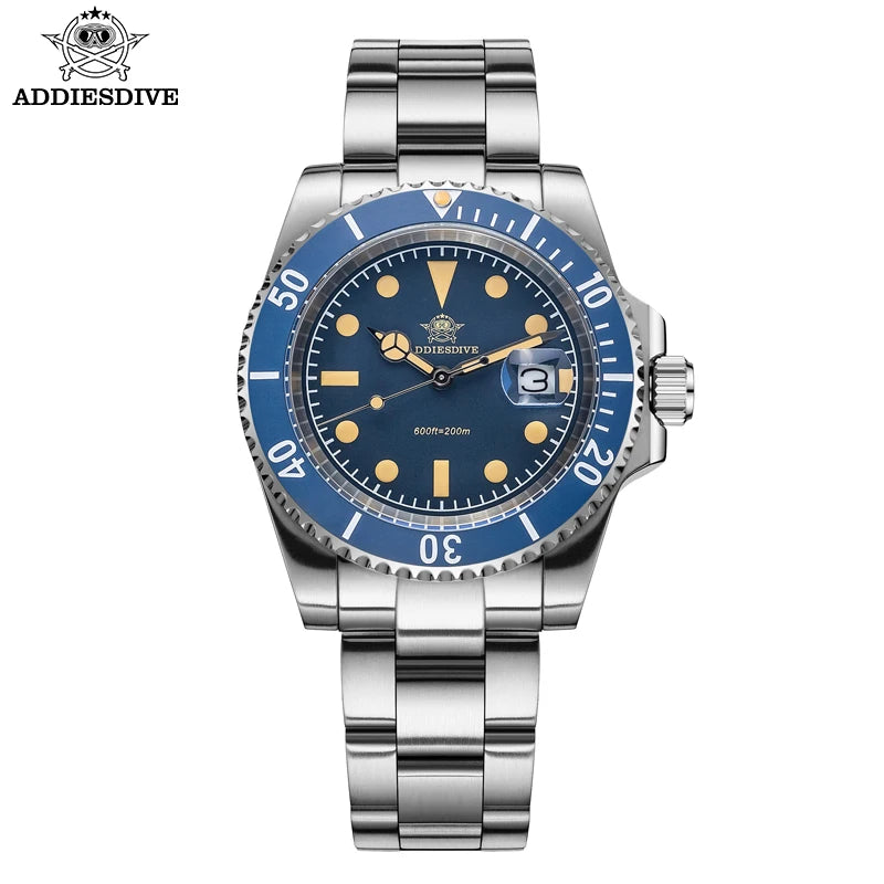 ADDIESDIVE Luxury Men's Quartz Watch BGW9 Luminous Ceramic Bezel Bubble Mirror Glass Diver's Watch 200m Analog Watches AD2054
