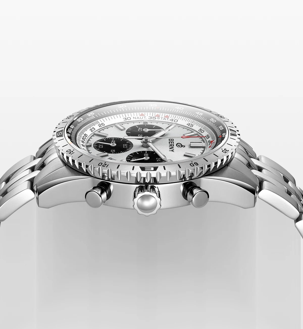 BERNY Chronograph Watches for Men Aviation Pilot Multifunction Quartz Men's Watch Date Sapphire Super Luminous Luxury Wristwatch