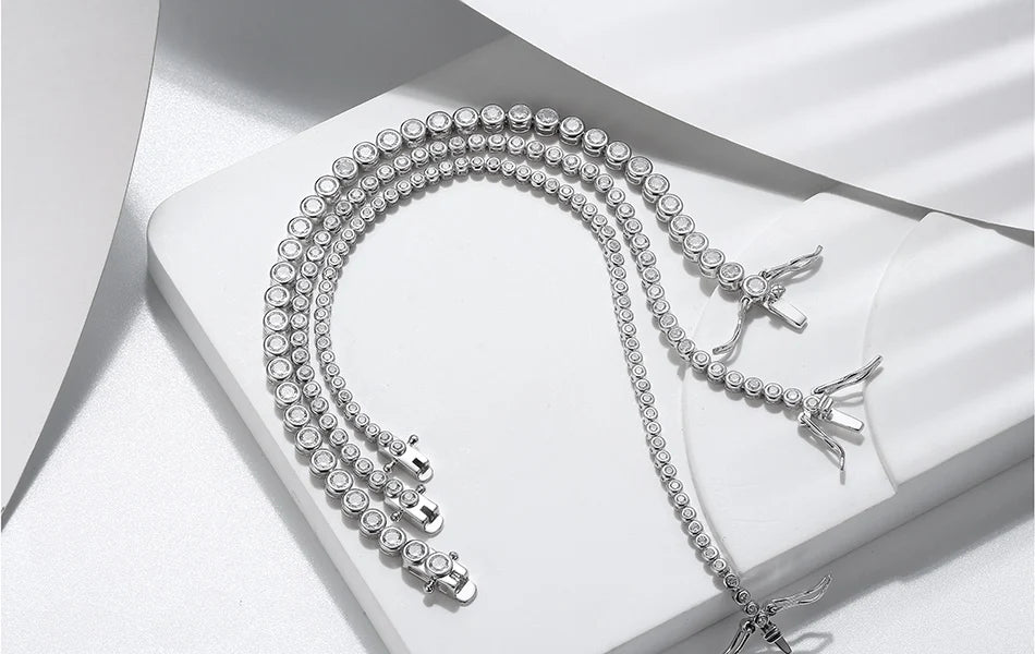 ORSA JEWELS Authentic 925 Sterling Silver Tennis Chain Bracelet Moulding Process Hanmade High-end Hand Chain for Man Woman SB128