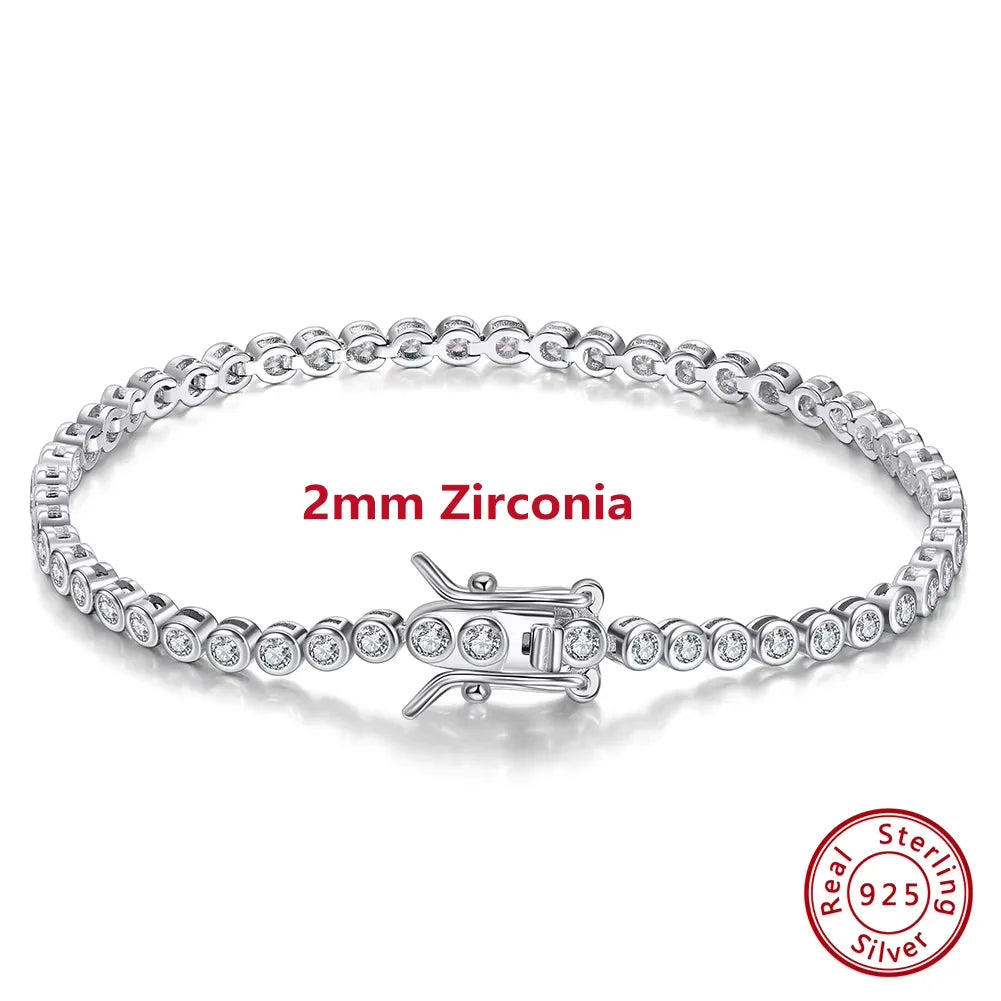 ORSA JEWELS Authentic 925 Sterling Silver Tennis Chain Bracelet Moulding Process Hanmade High-end Hand Chain for Man Woman SB128