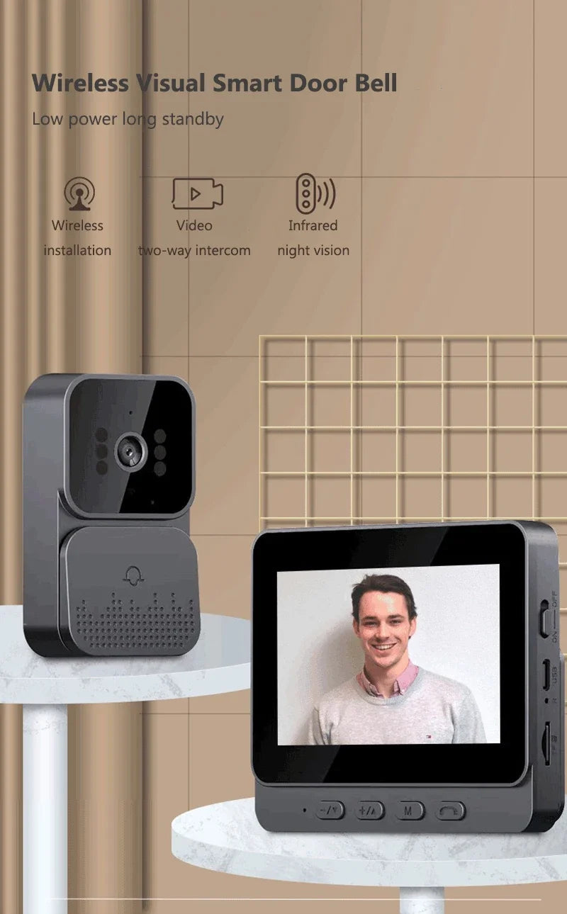 Video Doorbell IR Night Vision Doorbell Camera 1080P 4.3inch IPS Screen Eye Peephole Camera 2.4G for Villa Home Office Apartment