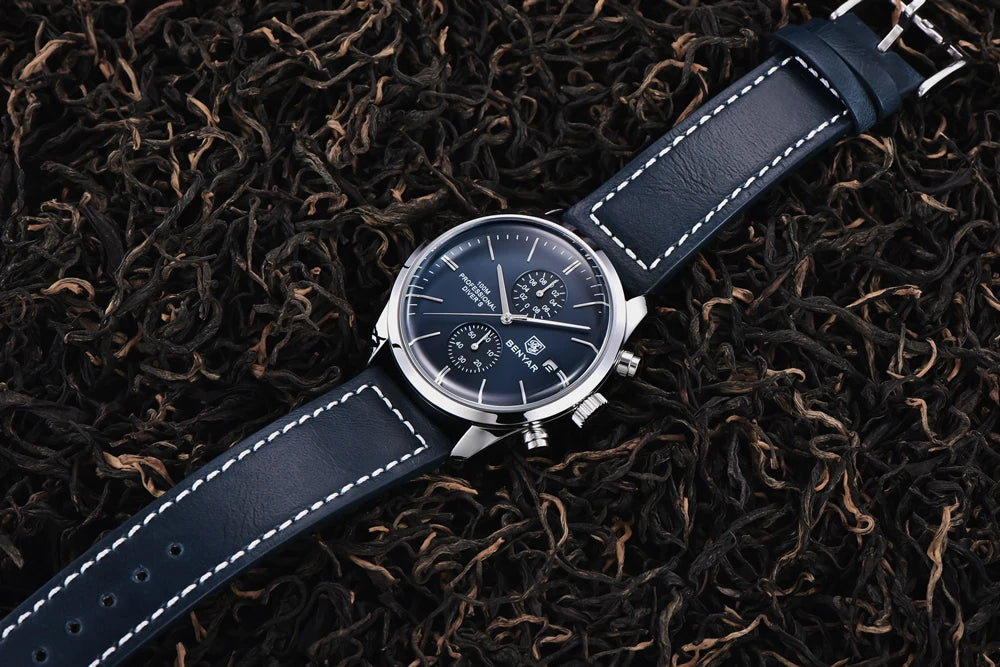 BENYAR Men Quartz Wristwatches Luxury Brand Chronograph Leather Sports Watch For Men Military 100M Waterproof Reloj Hombre 2023