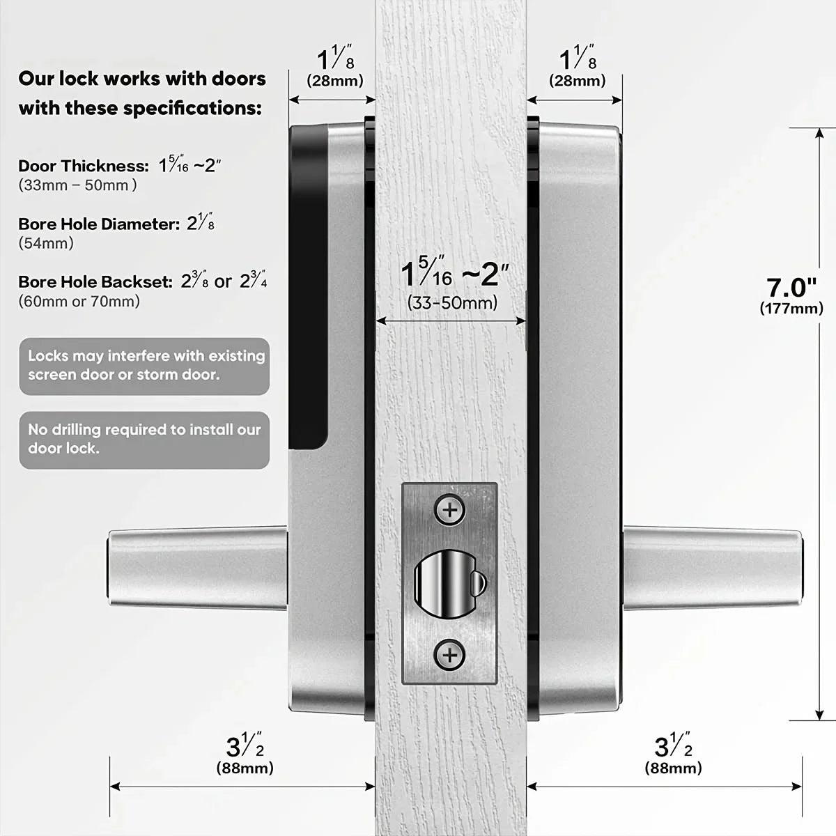 New Smart Fingerprint Door Lock with Keypad, Biometric Electronic Door Lock, Fingerprint/Password/Key Unlock for Home/Office