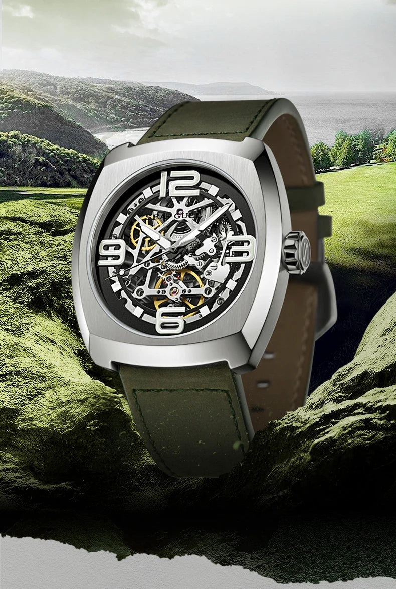 2025 Seagull Men's Mechanical Watches 44MM Skeleton Dial Luxury Man Wristwatch Sapphire Stainless Steel Waterproof Clock 6167