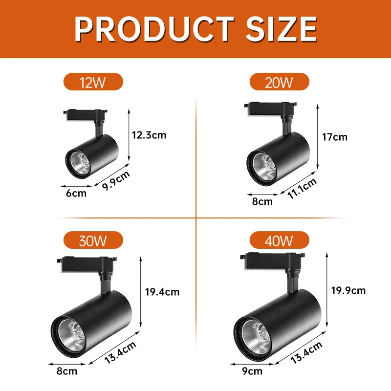 Full Set Led Track Light Fixture Rail 110-220V COB Ceiling Track Lamp 20/40W Spot Lighting For Clothing Shop Living Room Home