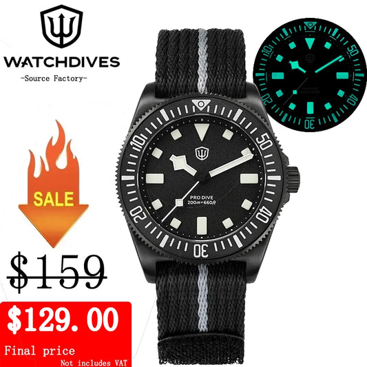 Watchdives EXD 38mm Titanium Watch Exchangeable X Design  VH31 Sweep Second Movement Quartz Watches Luminous  Waterproof  200M