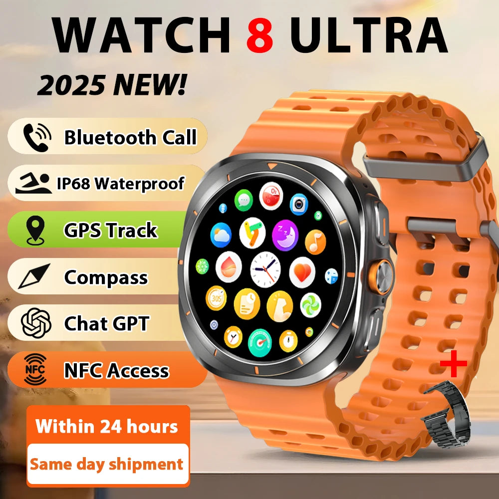 2026 New Watch8 Ultra Smart Watch Classic NFC Health Monitoring  Bluetooth Call 3ATM Waterproof HD Smartwatch For IOS Android