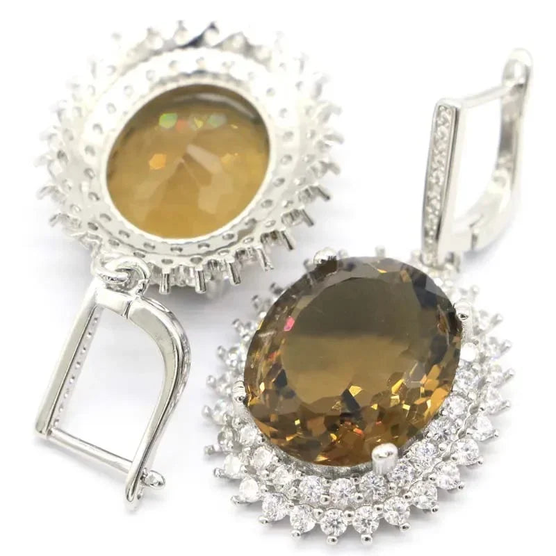 15g Customized 925 SOLID STERLING SILVER Earrings Sapphire Morganite Orange Spessartine London Blue Smoky Topaz Aquamarine CZ