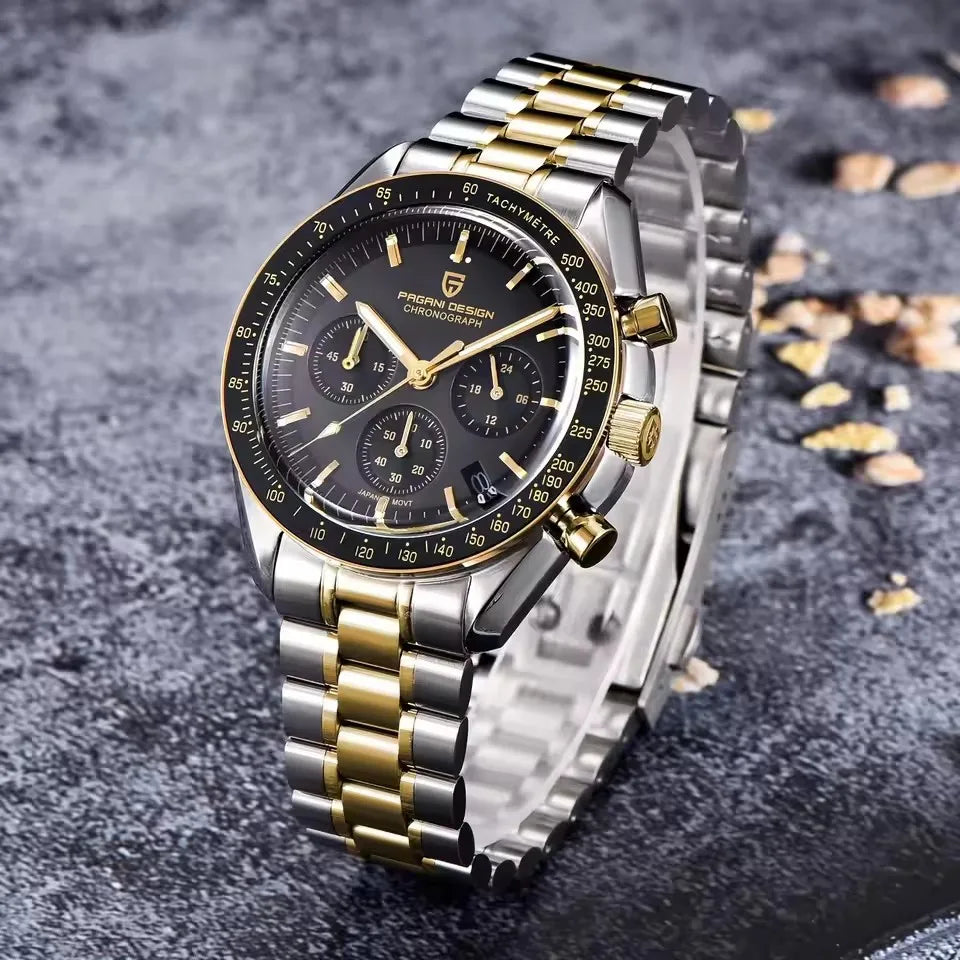 PAGANI DESIGN 2025 New Moon Men's Watches Luxury Quartz Watch Man Chronograph VK63 Men Gifts AR Sapphire Mirror Luminous Clock