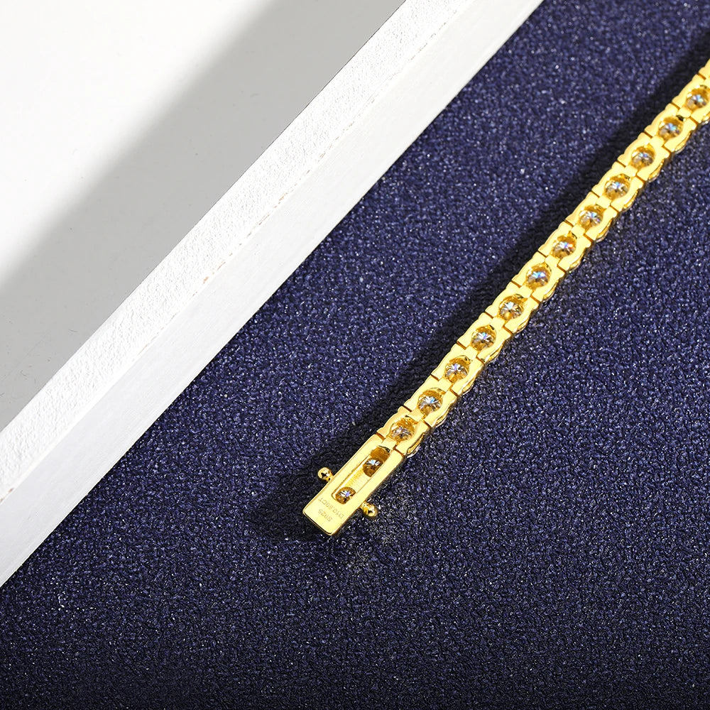 EWYA Real D Color Full 2/2.5/3/4/5/6.5mm Moissanite Tennis Bracelet For Women S925 Plated 18K Rose Gold Diamond Link Bracelets