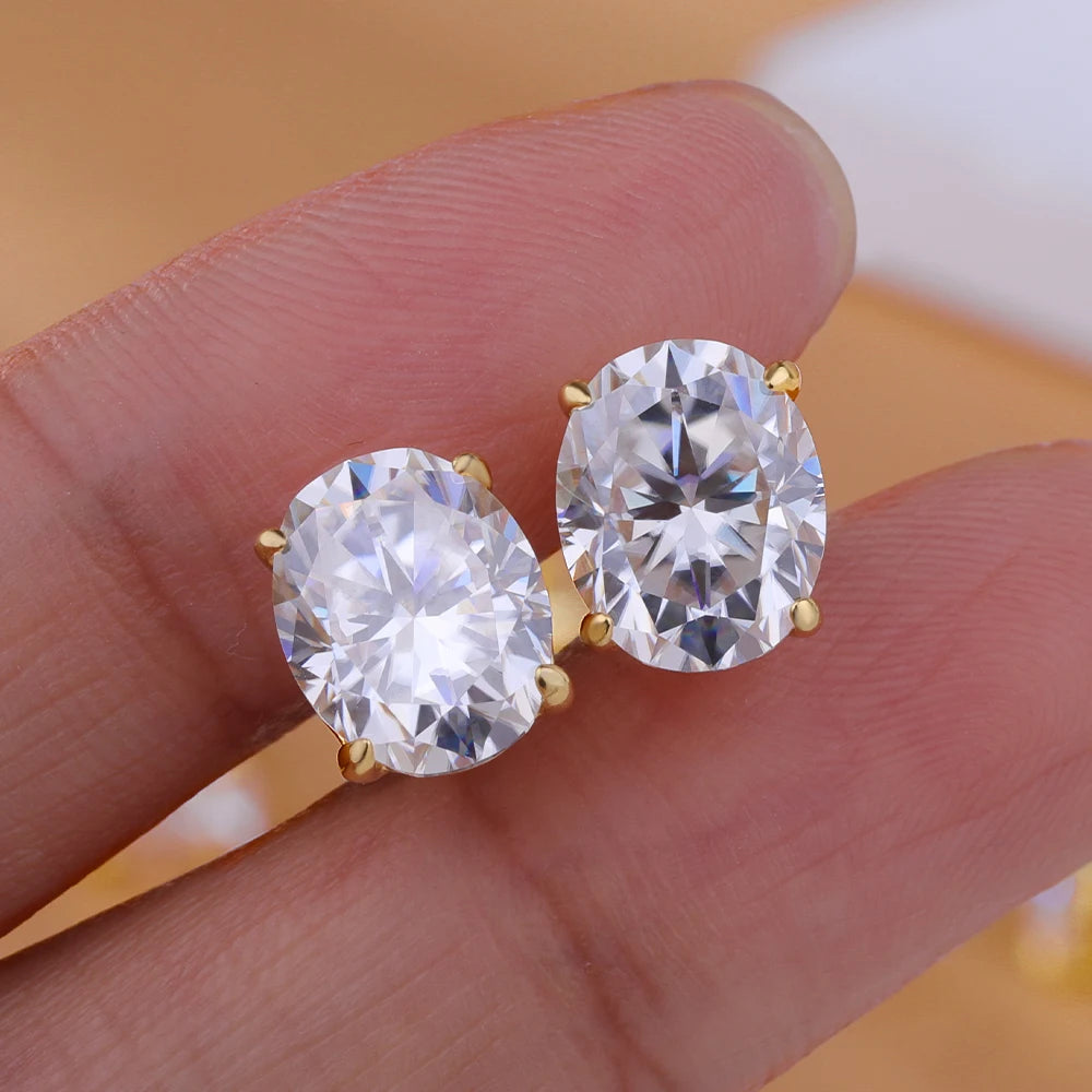 1-4ct Oval Cut Moissanite Stud Earring for Women Men D Color Sparkling Diamond 925 Sterling Silver Ear Studs Party Jewelry Gifts
