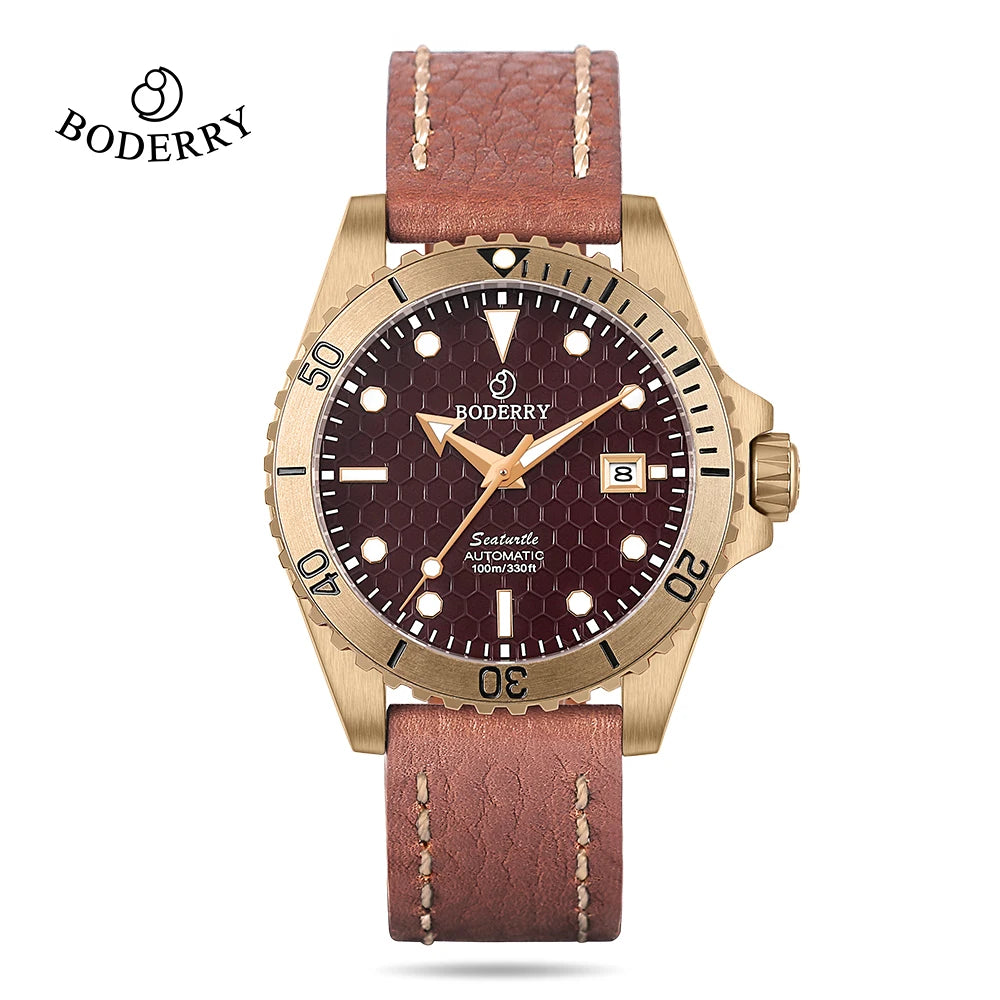 Boderry Seaturtle Titanium Diver Watch Men Luxury Bronze Watches Automatic Mechanical Wristwatch Sport 200M Waterproof Luminous