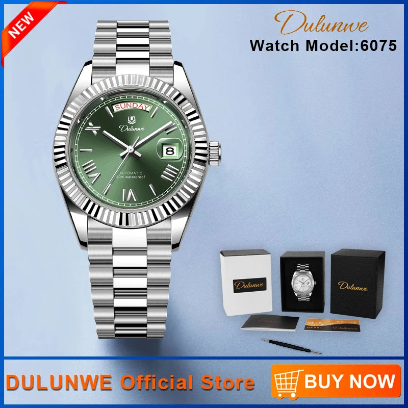 Dulunwe Datejusts Mechanical  Movement Watches For Men Automatic Mechanical Watches Calendar Waterproof Men Watch