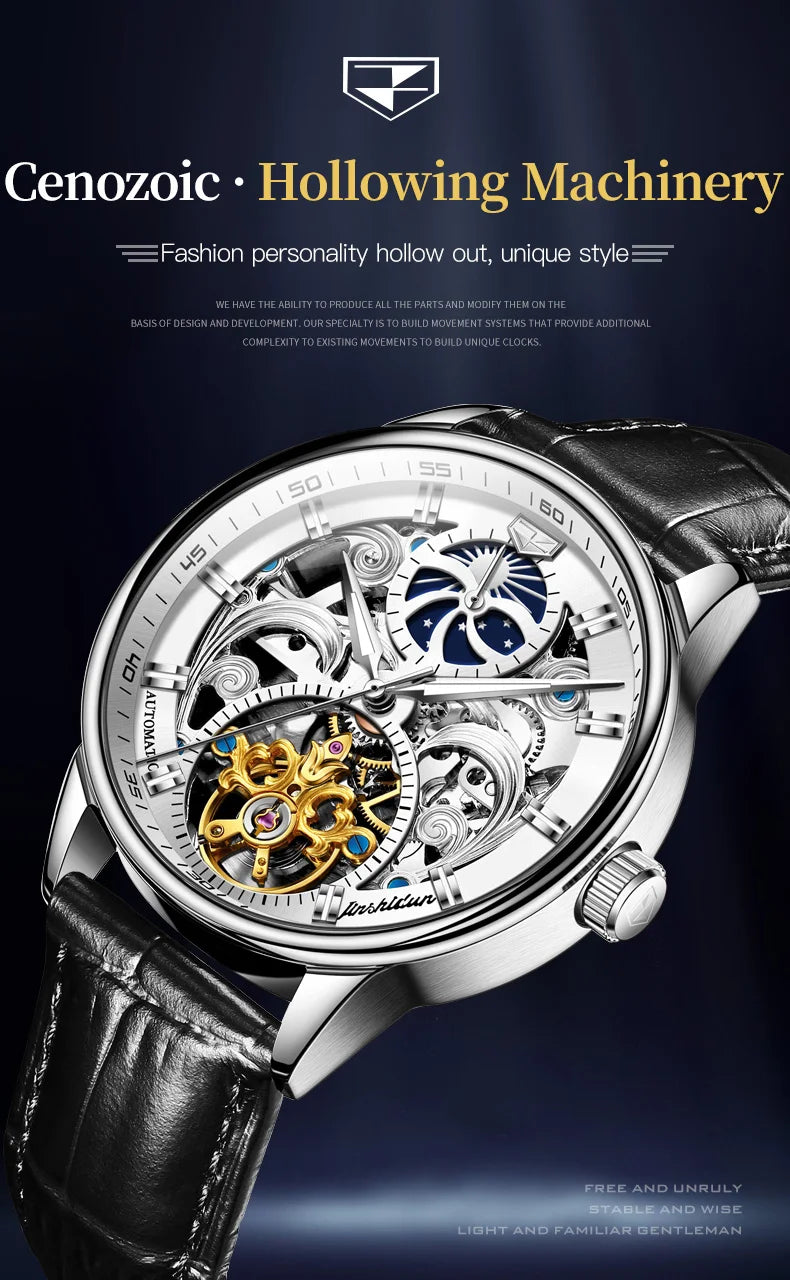 Montre-bracelet JSDUN originale étanche, best-seller pour homme, multifonctionnelle, luxueuse, élégante, à mécanisme automatique.