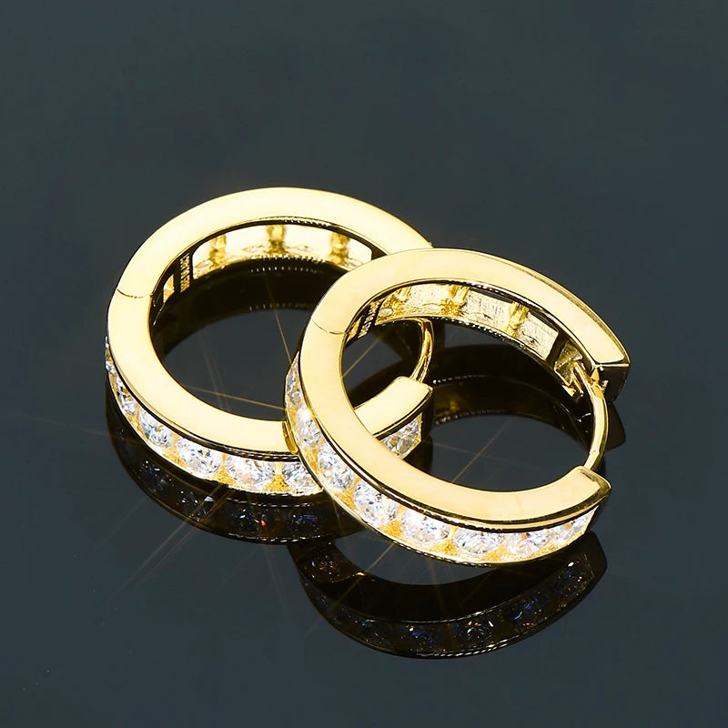 RAPRGOLD GRA Certified Moissanite Hoop Earrings for Women Men's Real S925 Sterling Silver Round Earring Jewelry Gifts orecchini