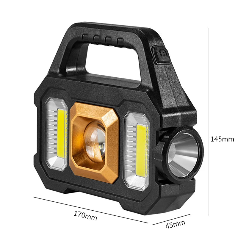 Solar Rechargeable Flashlight  Zoomable Waterproof  COB LED Torch Brightly Light Portable Powerful Lantern  for Camping