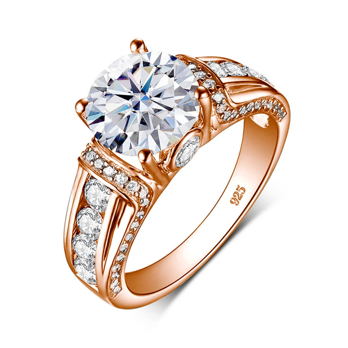 Szjinao 2ct Round Cut Moissanite Rose gold Ring For Women With Ceritificate Wedding Jewelry Delicate Gift Positive Authentic Hot