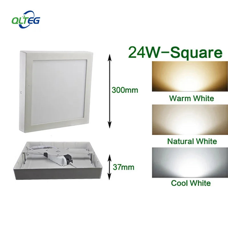 QLTEG Surface LED Square Ceiling Light 6W 12W 18W 24W 30W Round LED Panel Light Down Light with driver AC85-265V LED Indoor Lamp